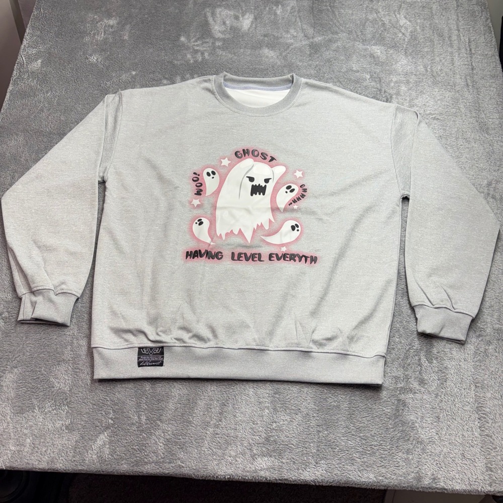 Level Different Sweatshirt Women 2XL Gray Excellent Ghost Graphic‎ Crewneck